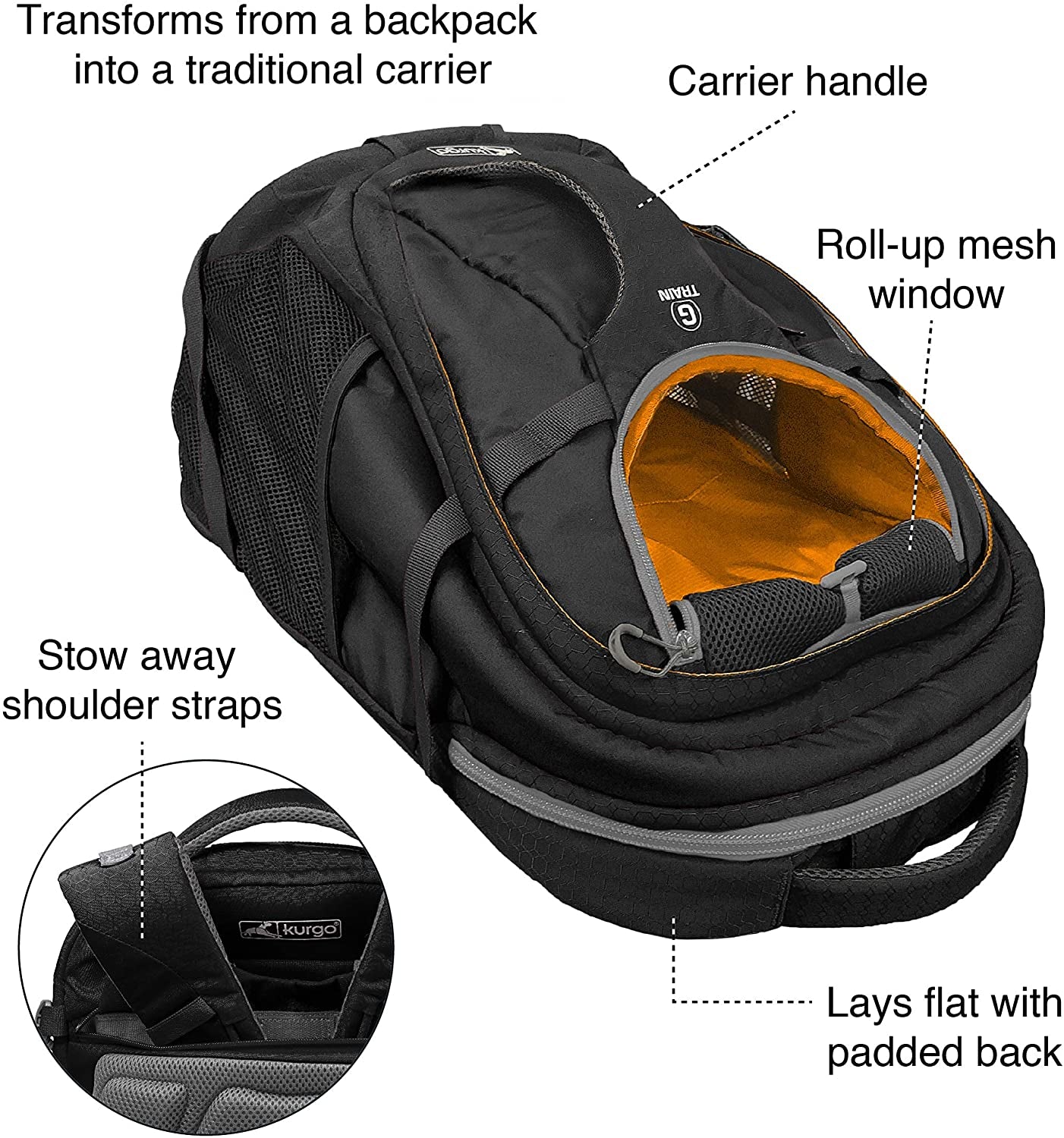 G-Train Dog Carrier Backpack - Comfortable Pet Travel Backpack for Small Dogs up to 11Kg - Rugged Design - Laptop Compartment - Armorsole Base - Water-Resistant - Heather Grey