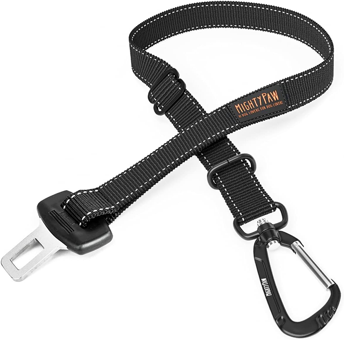 Dog Car Seat Belt - Universal Pet Safety Restraint Made with Durable Seatbelt Material, All-Metal Hardware, Adjustable Length Strap, Exceeds Safety Standards, Keeps Your Dog Secure (Black)
