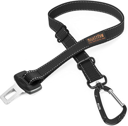 Dog Car Seat Belt - Universal Pet Safety Restraint Made with Durable Seatbelt Material, All-Metal Hardware, Adjustable Length Strap, Exceeds Safety Standards, Keeps Your Dog Secure (Black)