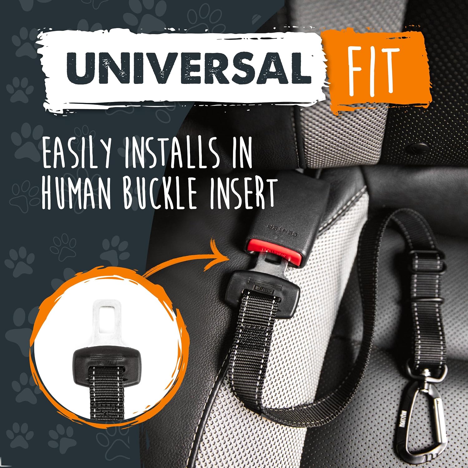 Dog Car Seat Belt - Universal Pet Safety Restraint Made with Durable Seatbelt Material, All-Metal Hardware, Adjustable Length Strap, Exceeds Safety Standards, Keeps Your Dog Secure (Black)