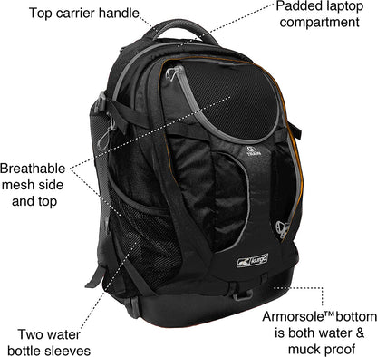 G-Train Dog Carrier Backpack - Comfortable Pet Travel Backpack for Small Dogs up to 11Kg - Rugged Design - Laptop Compartment - Armorsole Base - Water-Resistant - Heather Grey